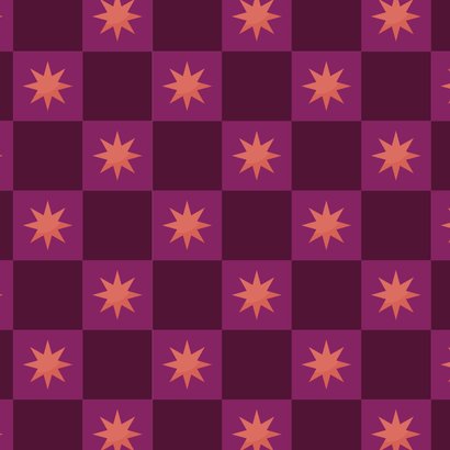 Foto-Neujahrskarte Karomuster Sterne rosa Rückseite