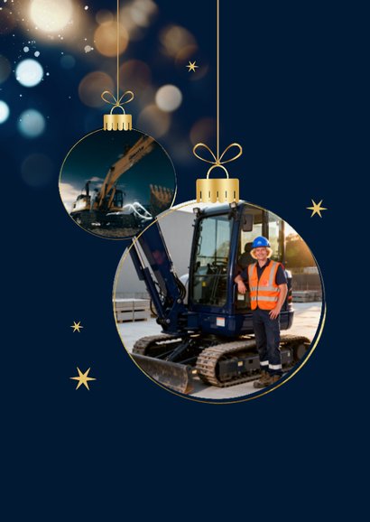 Foto-Weihnachts-Dankeskarte dunkelblau 'Danke!' Bokeh 2