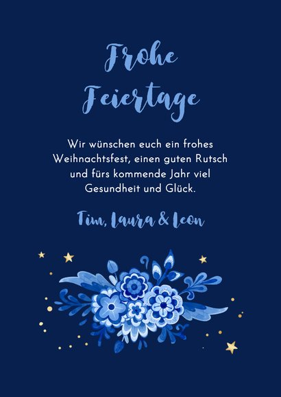Foto-Weihnachtskarte Delfter Blau Blumen Weihnachtskugel 3