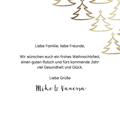 Foto-Weihnachtskarte goldene Weihnachtsbäume stilisiert 3