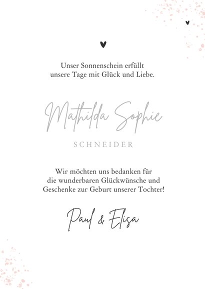 Fotocollage Dankeskarte Geburt kleine Herzchen 3