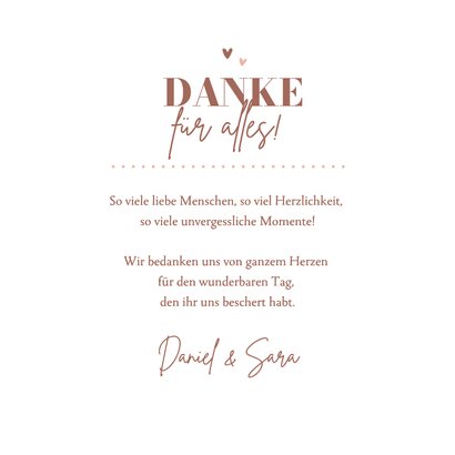 Fotocollage Dankeskarte rosa Aquarell Typografie Rückseite