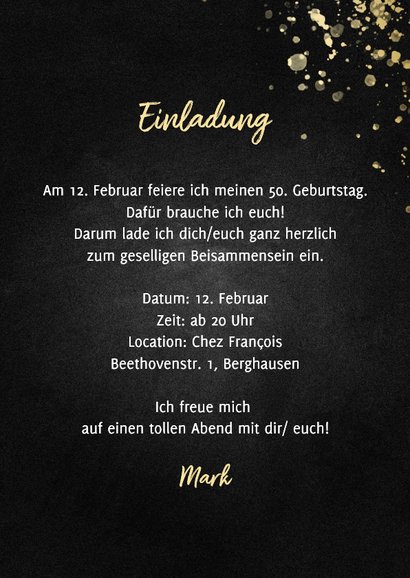 Fotocollage Einladungskarte 50. Geburtstag Party gold 3