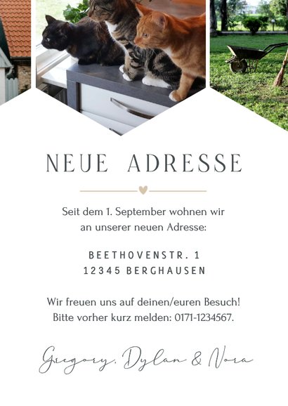 Fotocollage Karte Umzug Sechsecke 3