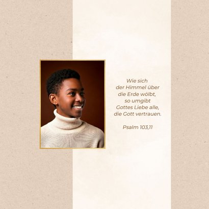 Fotocollage Konfirmation Einladung Papierstruktur beige 2