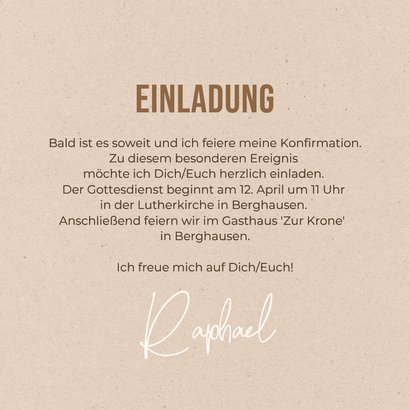 Fotocollage Konfirmation Einladung Papierstruktur beige 3