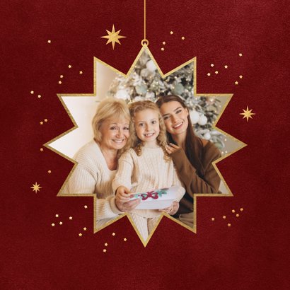 Fotocollage Sterne Weihnachten Frohes Fest dunkelrot 2