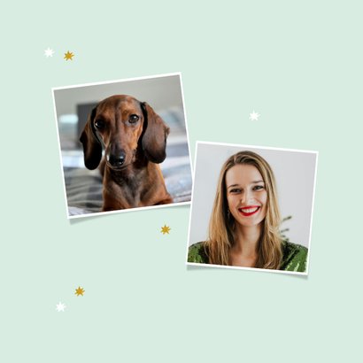 Fotocollage Weihnachtskarte Dackel mit Pulli und Haarreif 2