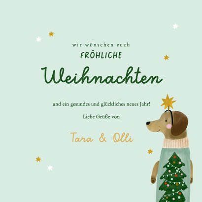 Fotocollage Weihnachtskarte Dackel mit Pulli und Haarreif 3