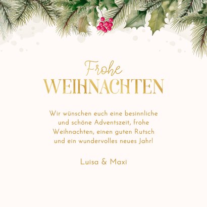 Fotocollagekarte Weihnachten Ilexzweige Christbaumkugeln 3