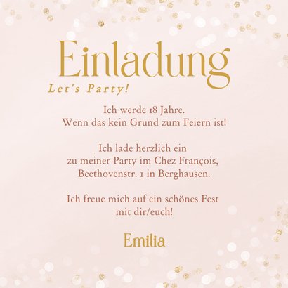 Fotokarte 18. Geburtstag Einladung zur Party Gold Konfetti 3