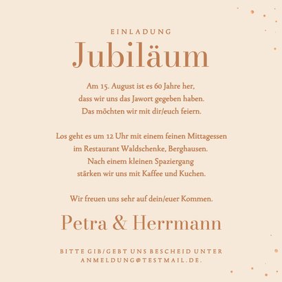 Fotokarte 60. Jubiläum Einladung Kupfer 3