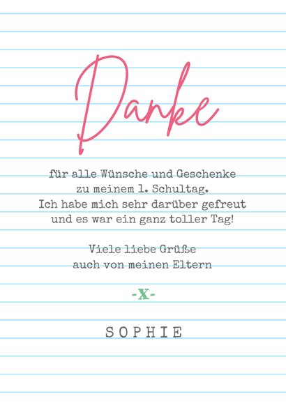 Fotokarte Danke Einschulung rosa Schultüten 3