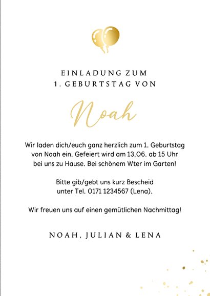 Fotokarte Einladung dunkelgrau '1 Jahr' 3