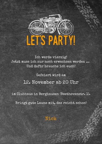 Fotokarte Einladung Geburtstagsparty Motorrad 3