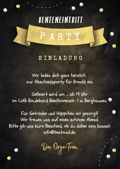 Fotokarte Einladung Kreidelook Renteneintritt Party 3