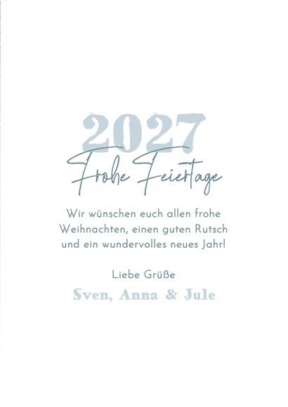 Fotokarte 'Frohe Feiertage' 2027 Holzoptik und Sterne 3