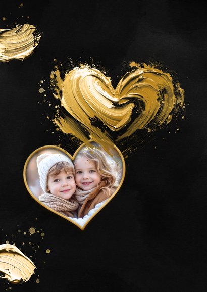Fotokarte Herz Neujahrs goldene Farbe Schwarz 2