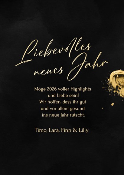 Fotokarte Herz Neujahrs goldene Farbe Schwarz 3