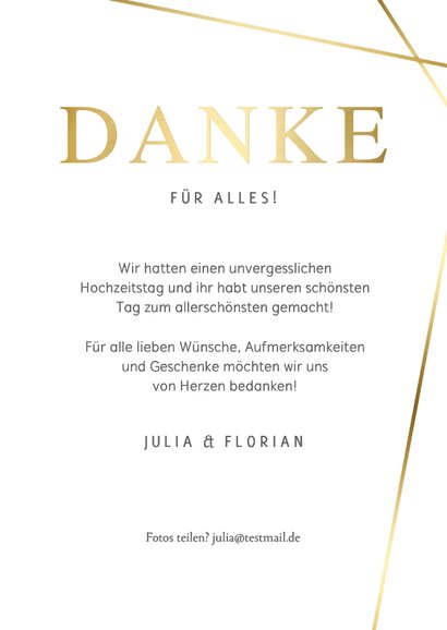 Fotokarte Hochzeit Linienspiel gold 3