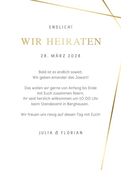 Fotokarte Hochzeitseinladung Linienspiel 3