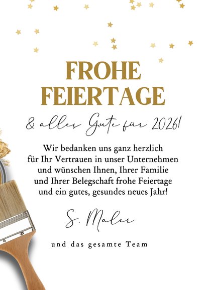 Fotokarte Malerbetrieb zu Weihnachten Pinsel und Farbe 3