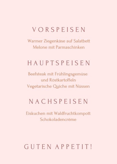 Fotokarte Menü Konfirmationsfeier Rosa Kupfer 3