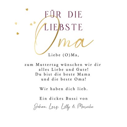 Fotokarte Oma Muttertag goldene Herzen 3