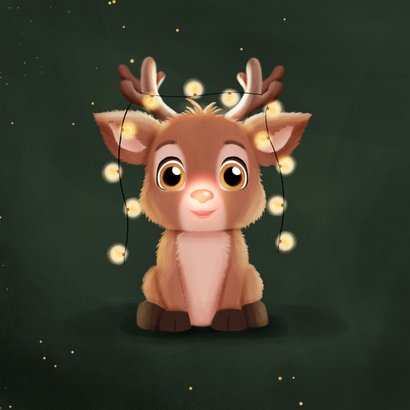 Fotokarte Weihnachten Rentier mit Lichterkette 2