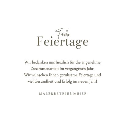 Fotokarte Weihnachtsgrüße Malerbetrieb weiße Weihnacht Rückseite