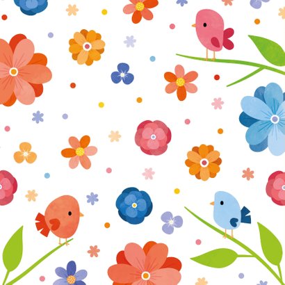 Fröhliche Geburtstagskarte Blumen & Vögel 2