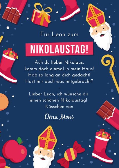 Fröhliche Nikolauskarte Geschenke Süßigkeiten Stiefel 3