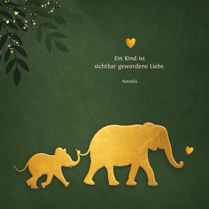 Geburt Glückwunschkarte Elefant olivgrün 2