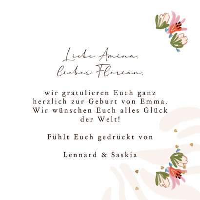 Geburt Glückwunschkarte rosa Blumenkranz Vintage 3