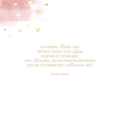 Geburtskarte Aquarell rosa Regenbogen 2