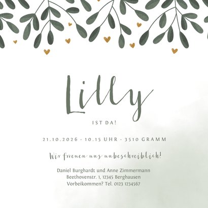 Geburtskarte botanisch Foto Innenseite 3