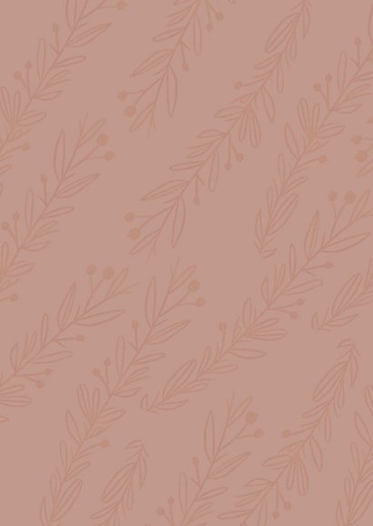 Geburtskarte eigenes Foto altrosa Zweige Rückseite