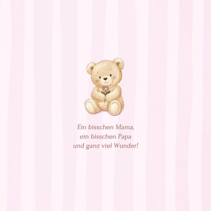 Geburtskarte Fotoserie Bärchen rosa Streifen 2
