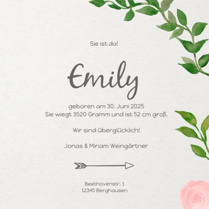 Geburtskarte klassische Rosenranken 3