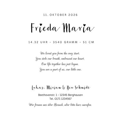 Geburtskarte Konfetti Foto in Herz innen 3