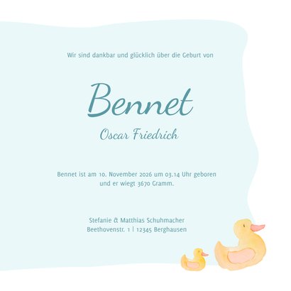 Geburtskarte mit Bär und Seifenblasen Foto innen 3