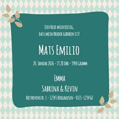 Geburtskarte mit Eulen kleiner Bruder 3