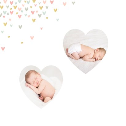 Geburtskarte mit Foto in Herzform & kleinen Herzchen 2