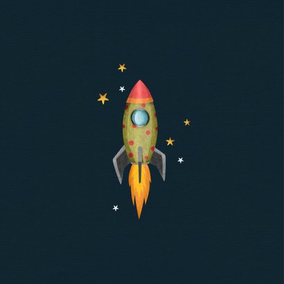Geburtskarte mit Rakete und Sternenhimmel 2