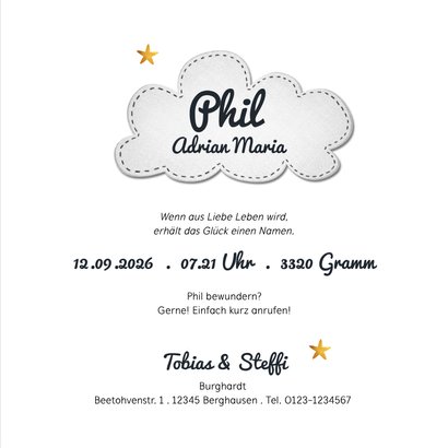 Geburtskarte mit Rakete und Sternenhimmel 3