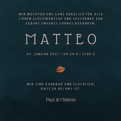 Geburtskarte Mond & Planeten nachtblau Foto 3