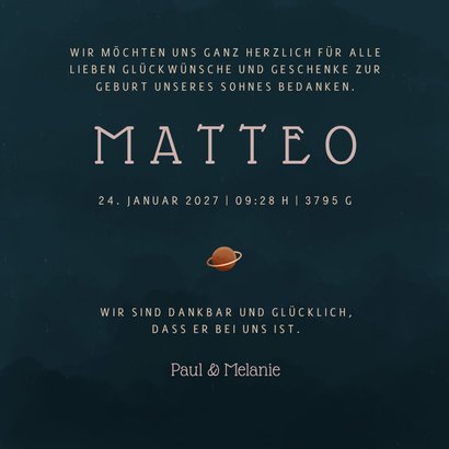 Geburtskarte nachtblau Mond & Planeten Foto 3