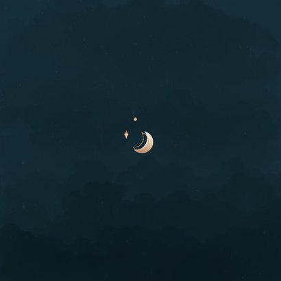 Geburtskarte nachtblau Mond & Planeten Foto Rückseite