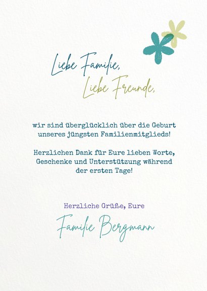 Geburtskarte Regenbogen blau Baby 3