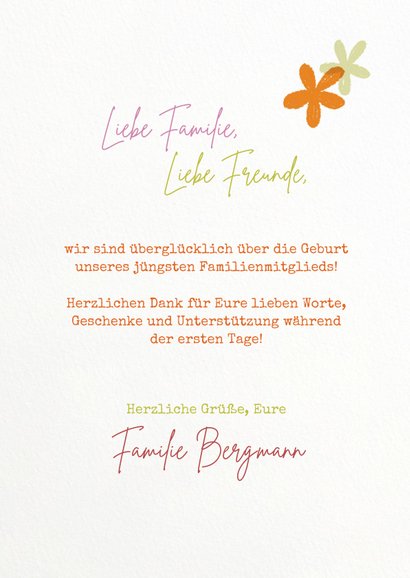 Geburtskarte Regenbogen pink Baby 3